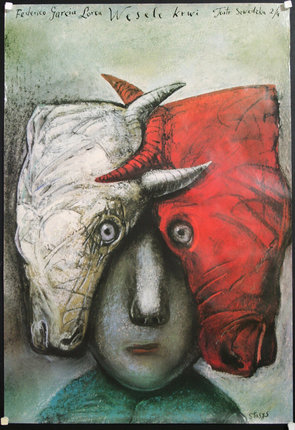 a painting of a person with horns on their head