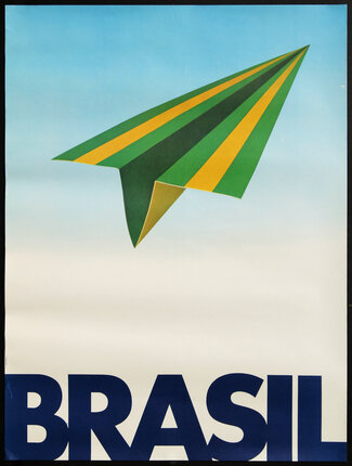 a poster with a paper plane in the sky