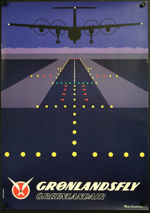 a poster of a plane landing