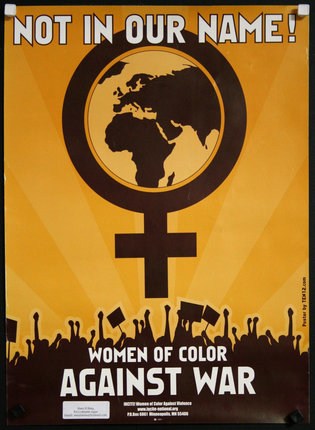 a poster with a symbol and a woman's face