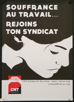 a black and white poster with a woman's face
