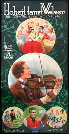 a poster with a man playing a violin