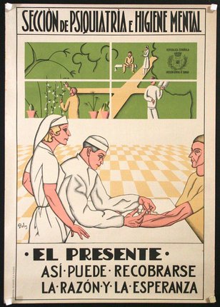 a poster of a doctor giving a patient a shot
