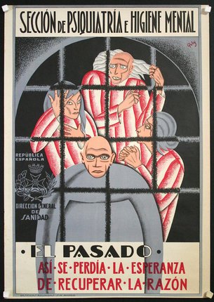 a poster of a group of people behind a window
