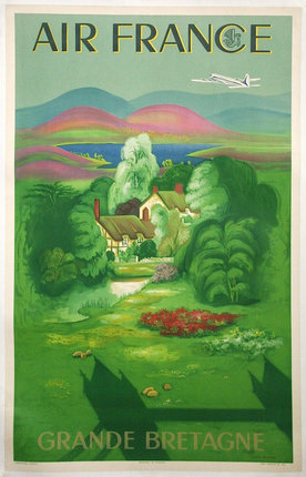 a poster of a house in a forest
