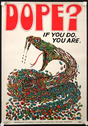 a poster with a snake and text