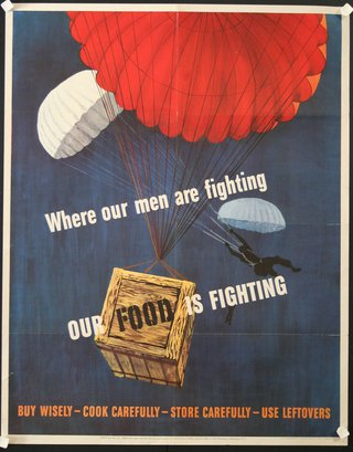 a poster of a soldier with parachutes
