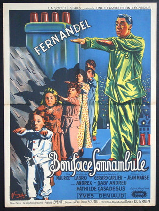 a poster of a man pointing at a child