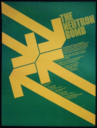 a green and yellow poster