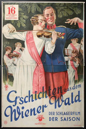 a poster of a man and woman playing the violin