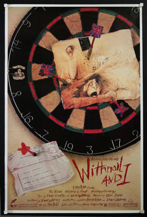 a movie poster with darts on a dart board