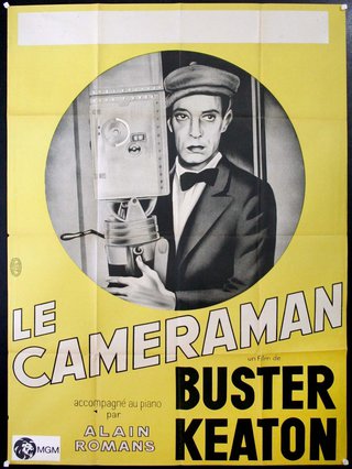 a poster of a man holding a machine