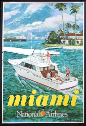 a poster of a boat on water