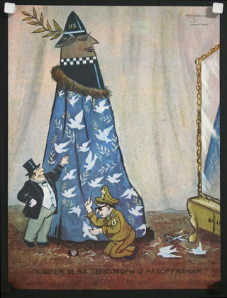 a cartoon of a man standing next to a person in a dress