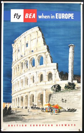a poster of a colosseum