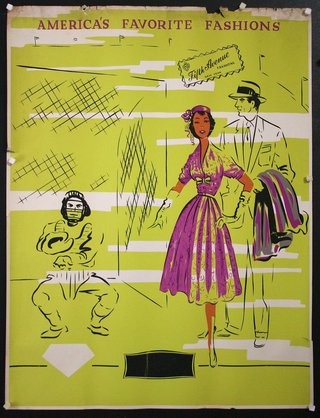 a poster with a woman in a purple dress