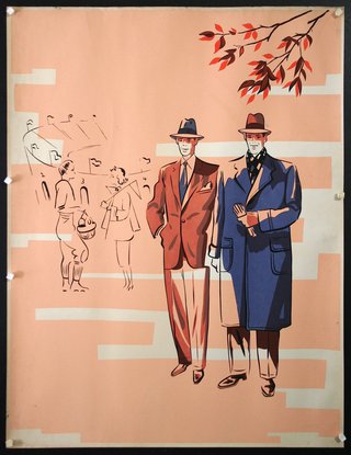 a poster of men wearing suits