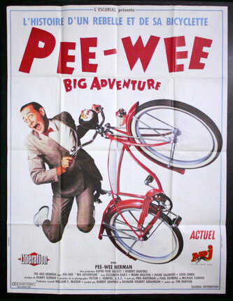 a poster of a man running on a bicycle
