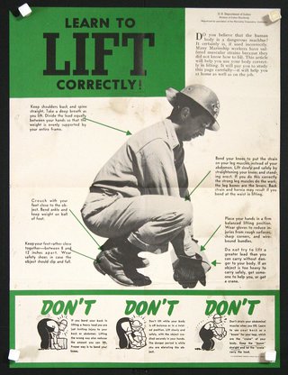 a poster of a man squatting