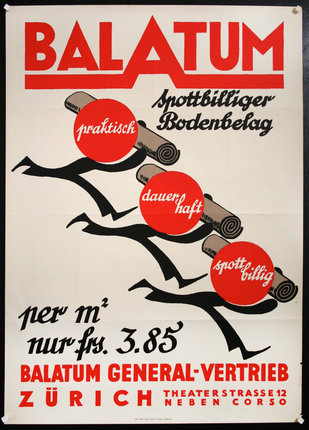 a poster with red and black text