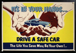 a poster of hands holding a car