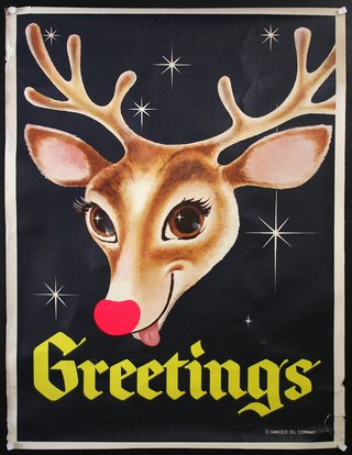 a poster with a reindeer face