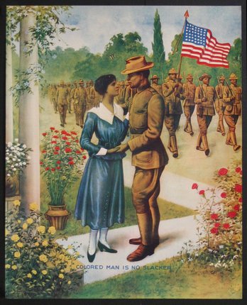 a poster of a soldier and a woman holding a flag