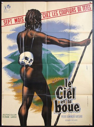 a poster of a man with a skull on his back