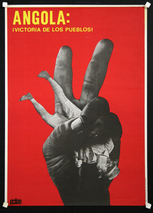 a red poster with a hand and fingers