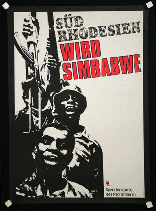 a poster with a group of men holding a gun