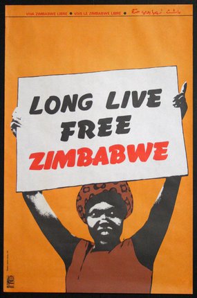 a poster with a woman holding a sign