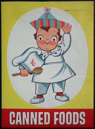a cartoon of a boy holding a spoon and a hat