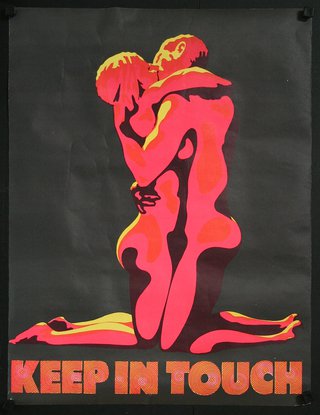 a poster of a couple of naked people hugging