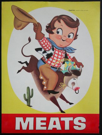 a poster of a cowboy riding a bull