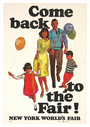 a poster of a family running