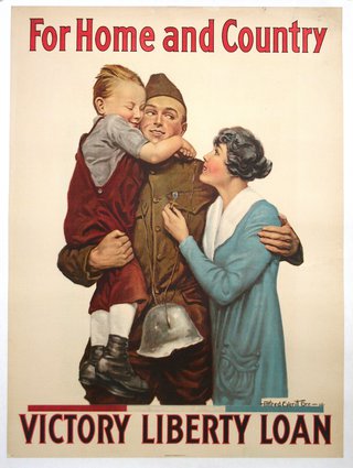 a poster of a man hugging a child