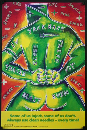 a poster of a man with text on his back