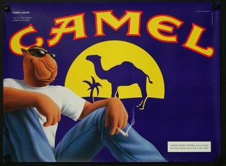 a poster of a camel smoking a cigarette