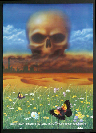 a skull in a field of flowers