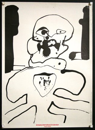 a black and white poster with a skull