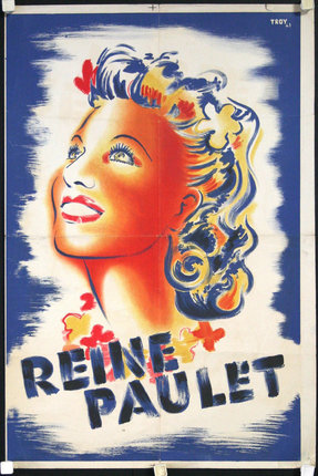a poster of a woman with a colorful face