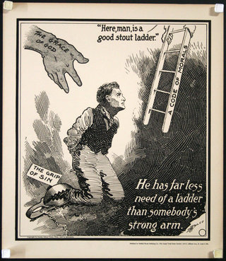 a black and white poster of a man kneeling on a ladder