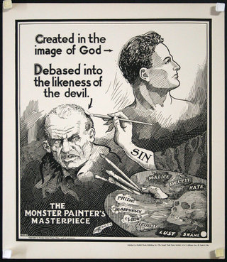 a black and white poster of a man painting a man