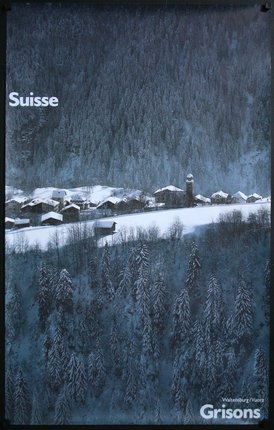 a poster with a snowy landscape