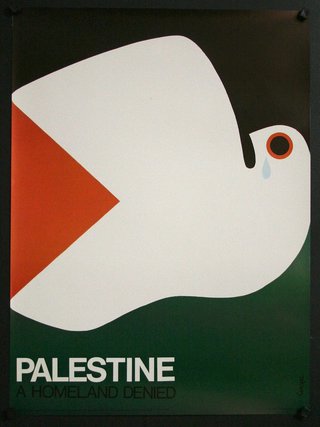 a poster of a white dove with a teardrop