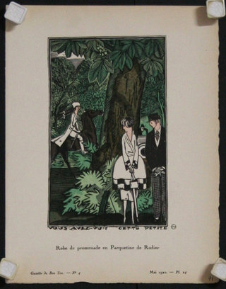 a drawing of a man and woman in the forest