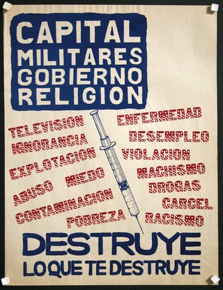 a poster with a syringe and words