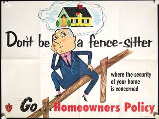 a poster of a man sitting on a fence