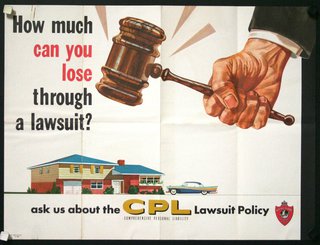 a poster of a hand holding a gavel