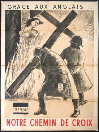 a poster of a man carrying a cross